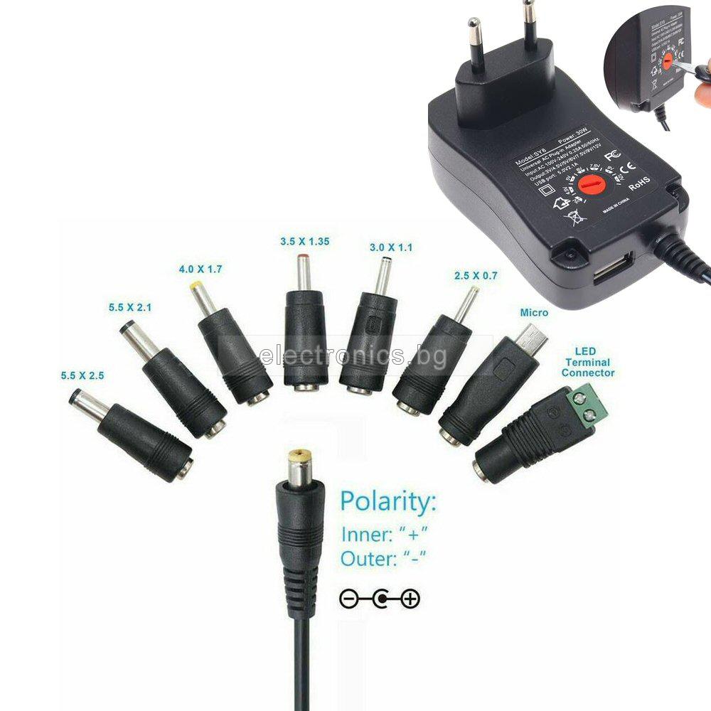 Универсален Адаптор 3V 4.5V 5V 6V 7.5V 9V 12V 2.5A SY8