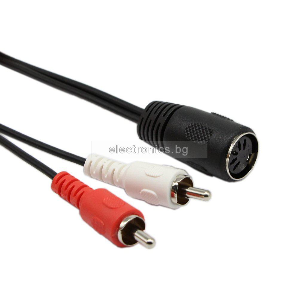 Аудио кабел 5p DIN(C) женски - 2 чинча мъжки, 0.2 метра