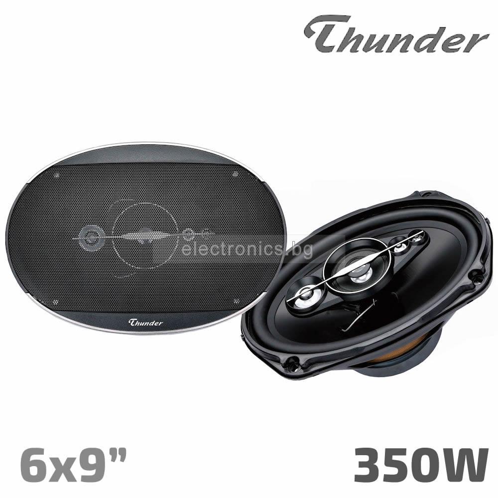 Авто Говорители Елипси 6\"x9\" THUNDER TCS-6919 Петлентови, в комплект с решетки и кабели за монтаж, 2 броя, 4 Ohm, 350W