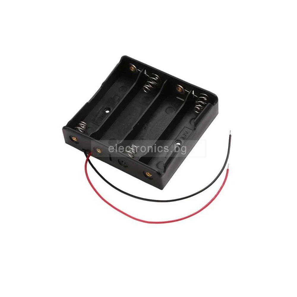 Държач за 4 броя батерии 3.7V 18650