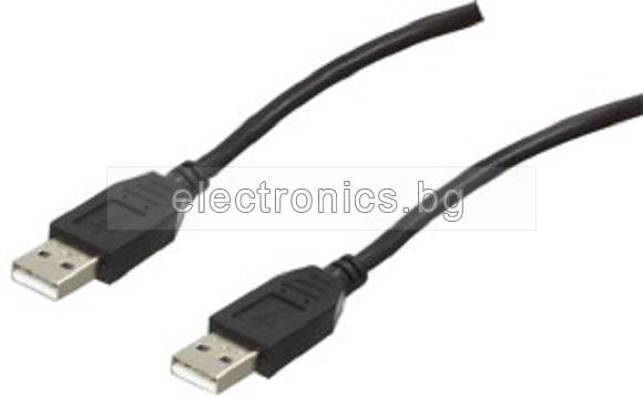 Кабел USB 2.0 A, USB А мъжки - USB А мъжки, черен, 1.5метра