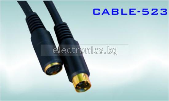 Видео кабел SVHS мъжки - SVHS женски, позлатени конектори, 10метра, черен