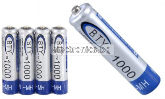 Акумулаторна батерия AAA/R3 1.2V 1000mAh BTY - 1бр.