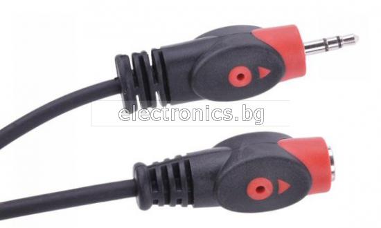 Аудио кабел удължител Stereo Jack 3.5mm мъжки - 3.5mm женски, HQ, 2 метра
