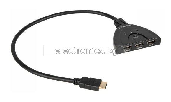 Кабел HDMI мъжки /изход/ - 3xHDMI женски /входа/, 0.2метра