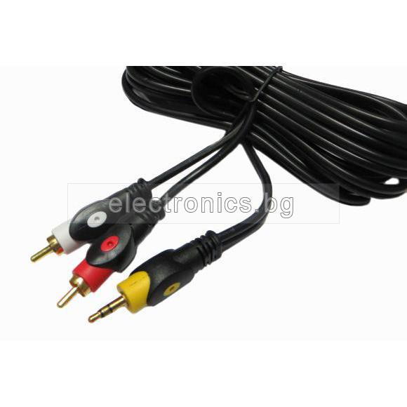 Аудио кабел Stereo Jack 3.5mm - 2RCA, HQ, 3метра