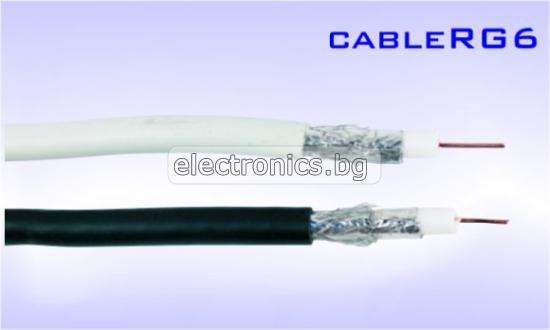 100m Коаксиален кабел RG6, бял, ролка 100 метра