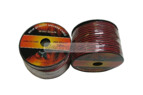 Кабел за тонколони Wireman, 2x 0.50 mm2, PVC, червено-черен, цена на  метър, CABLE-GC100RB