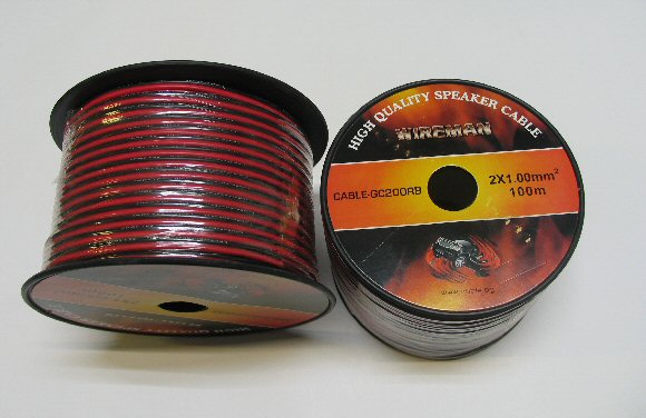 Кабел за тонколони Wireman, 2x 1.0 mm2, PVC, червено-черен, цена на  метър, CABLE-GC200RB