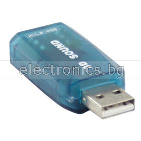 Саунд карта USB 5.1 3D, 2x3.5mm Stereo jack за слушалки и аудио изход, синя