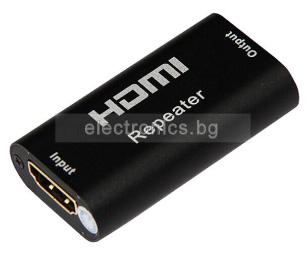 Снадка-повторител за HDMI с вграден усилвател за усилване на сигнал, 3D, UHD, 4K, до 40 метра