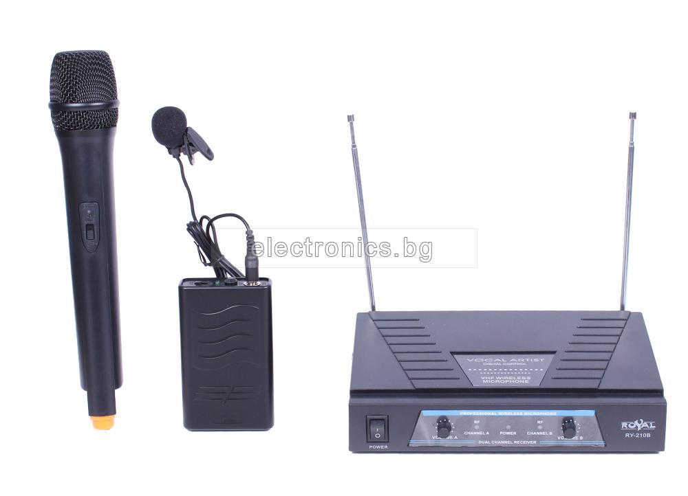 Безжичен Професионален Микрофон RY-210B, Микрофон + Микрофон Брошка, Обхват до 100 метра