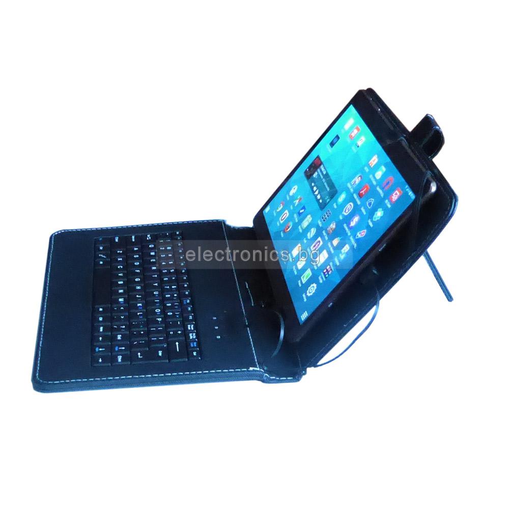Калъф за таблет 10\" инча с клавиатура, връзка-USB, еко кожа, черен, Tablet Jacket Spring+KBD 10\" USB