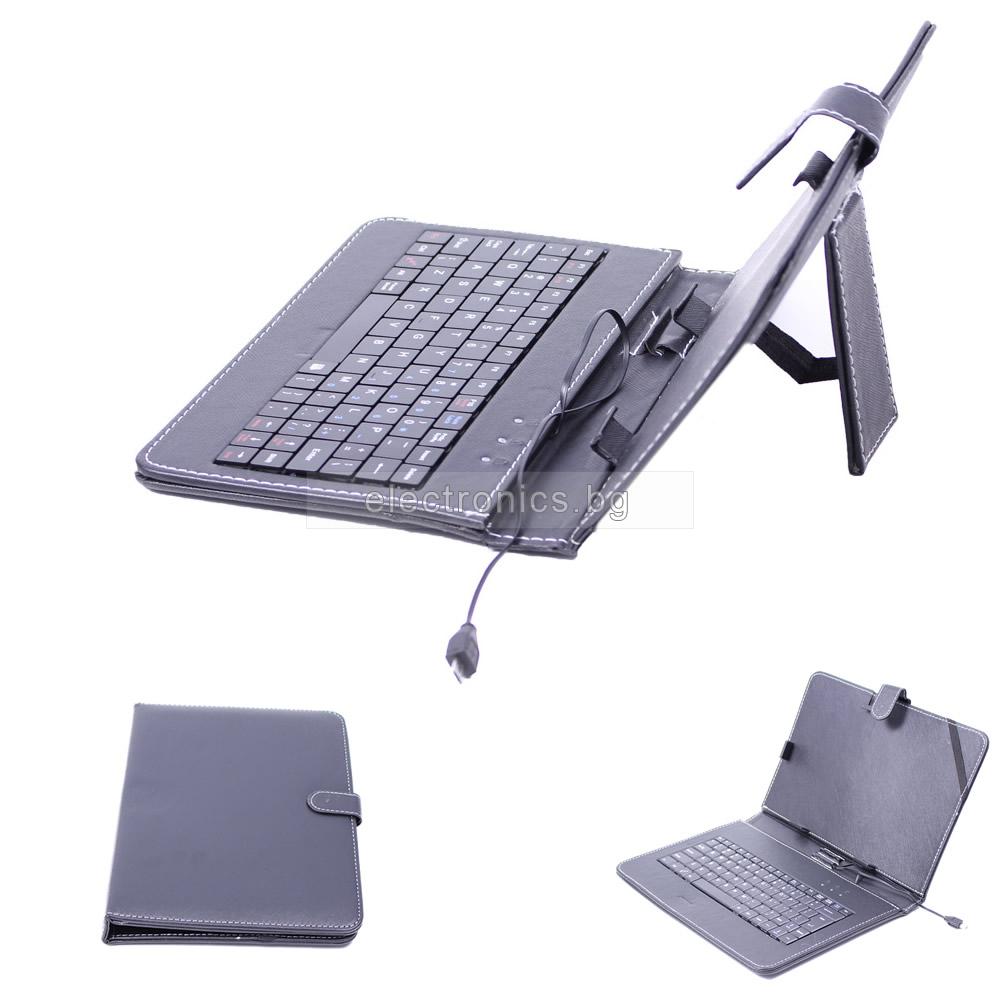 Калъф за таблет 8Н инча с клавиатура, връзка-micro USB, еко кожа, черен, Tablet Jacket Spring+KBD 8\" micro USB