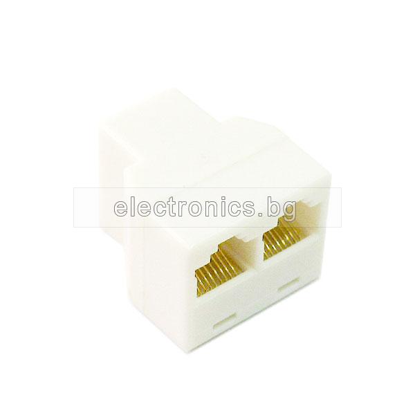 RJ45 Розетка за лан RJ45(f) to 2xRJ45(f) LAN