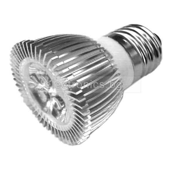 E27 LED луничка 3x1W 220V Топло Бяла Светлина