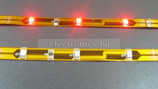 1m Червена - LED лента SMD 3528, 30 LEDs 2.4W/m, 1 метър