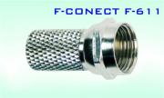 Конектор F-611, F CONNEKTOR подходящ за коаксиален кабел RG6, метален