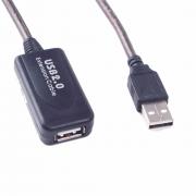 USB Удължител Активен, усилва сигнала, USB A мъжки - USB A женски, силиконов, 5 метра