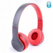 Безжични слушалки P47, Bluetooth, MP3 плеър, FM радио, micro SD вход, вграден микрофон, Сив / Червен