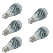 5бр E27 LED крушка 5W 220V Студено Бяла Светлина, Комплект