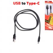 Кабел USB TYPE C, за Трансфер на Данни и Зареждане, текстилен, черен, 1 метър