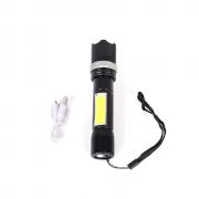LED фенер с Акумулаторна батерия 201-1, 3 режима на работа, USB захранване, Алуминиев корпус, 15см