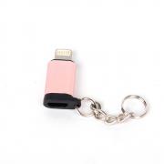 Преходен конектор iPhone към Micro USB, Lighting to Micro USB, розов