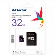 32GB Карта Памет micro SDHC ADATA с SD адаптер, 32 GB, Class 10