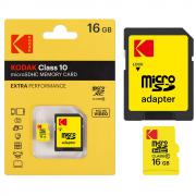 Карта Памет micro SDHC KODAK с SD адаптер, 16 GB, Class 10