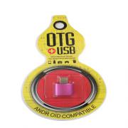 Преход OTG USB A женски - Micro USB мъжки, метален, лилав