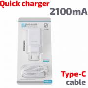 Зарядно за телефон YOURZ-C10 2.1A + cable Type C