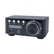 Усилвател GF01A, 2 канала, Bluetooth, USB, micro SD, AUX, 2 x 68 W, черен