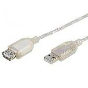 Кабел USB 2.0 удължител, USB A мъжки - USB A женски, сребрист, 1.8 метра