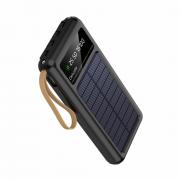 Соларна Външна Батерия 10000mAh за Телефон, YOURZ R34 Power Bank, Led дисплей, черна