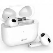Безжични слушалки YOURZ-soulmate5, Със зареждащ кейс, Bluetooth V5.0, Удобни за спорт, Handsfree, микрофон, Бели