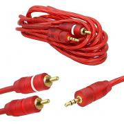 Аудио кабел Stereo Jack 3.5mm - 2RCA, HQ, червен, 1.5 метр