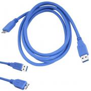 Кабел USB A мъжки - USB 3.0 Micro B мъжки, син, 1.8 метра