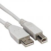 Кабел за принтер USB 2.0 A - USB B, бял, 3 метра