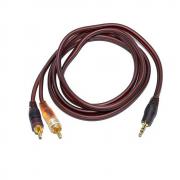 Аудио кабел Stereo Jack 3.5mm - 2RCA, HQ, кафяв, 1.5 метра