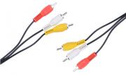 Аудио видео кабел чинчове, 3RCA, 1.2 метра, черен