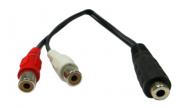 Аудио кабел Stereo Jack 3.5mm женски - 2RCA женски, 0.2 метра