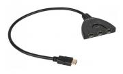 HDMI кабел, 3xHDMI(f) -> HDMI(m), 3 входа - 1изход, 0.2 метра