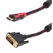 HDMI-DVI кабел за монитор , позлатени конектори, с ферит, 5 метра