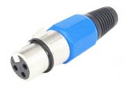 Конектор F-192 HQ BLUE, канон(CANON,XLR) женски, високо качество, за монтаж към кабел, метален