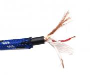 Микрофонен кабел Стерео, 8 mm, син, текстилна оплетка, цена на метър