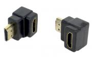 HDMI конектор ъглов 90°, HDMI женски към HDMI мъжки, позла