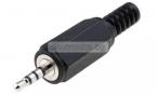 Конектор F-039 4PIN, Stereo jack 2.5mm мъжки 4пина, за монтаж към кабел, пластмасов, черен