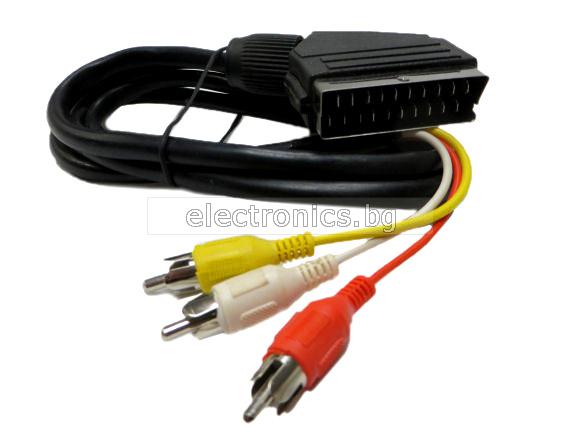 Аудио видео кабел SCART-3RCA, 1.5 метра